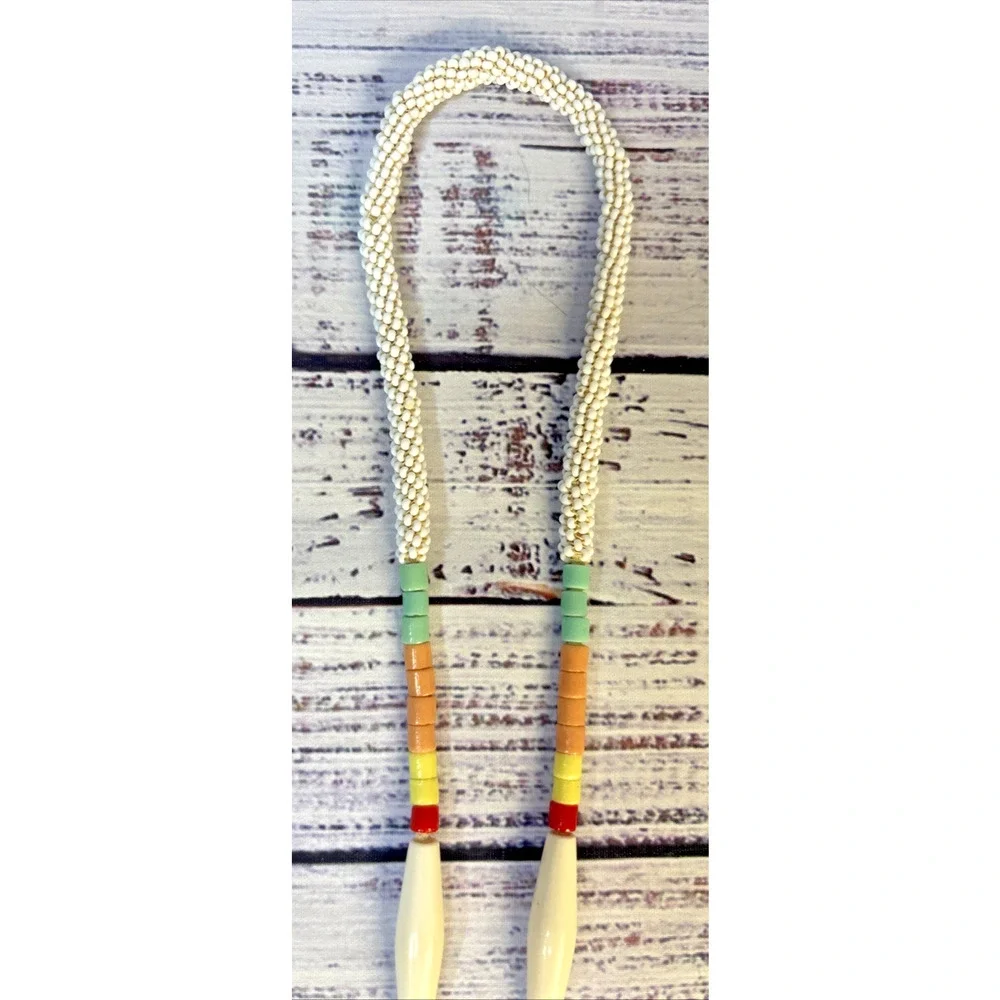 Vintage Native American Style Beaded Medallion Necklace Butterfly